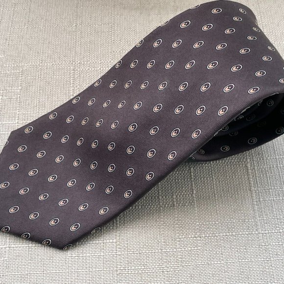 Christian Dior Men Tie ALL SILK Brown Tone Necktie CD Tie - Picture 3 of 9